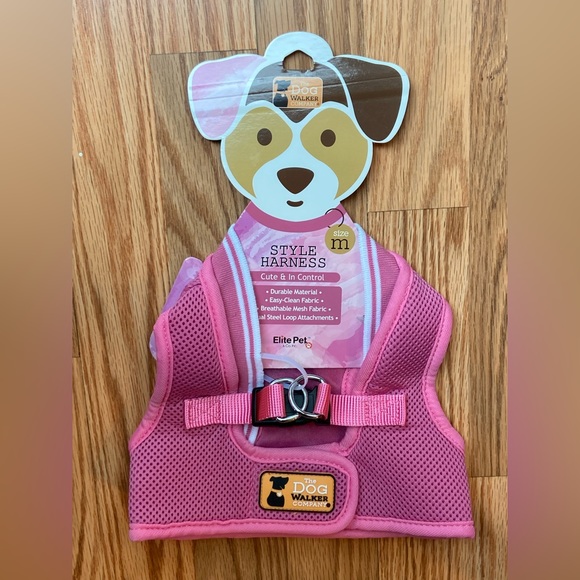 The Dog Walker Mesh Harness Pink w/ White Trim 10-12lbs Medium Walking Walk NEW - Picture 4 of 8